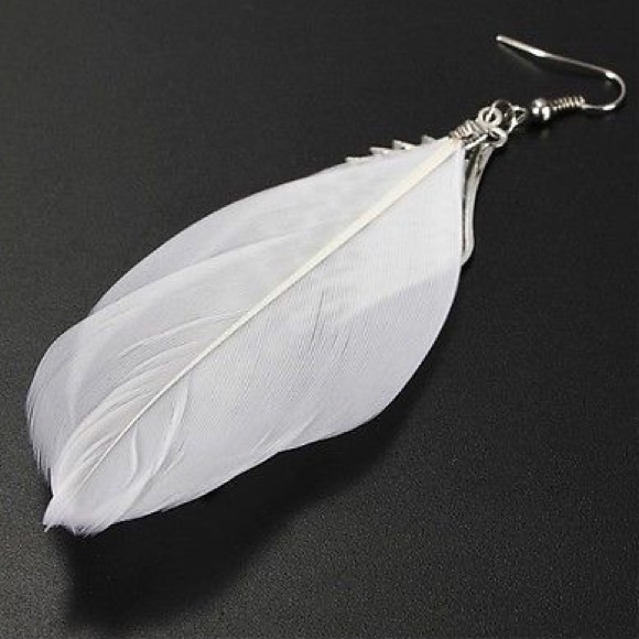 Angel Wing Feather Dangle Earrings - Picture 5 of 5